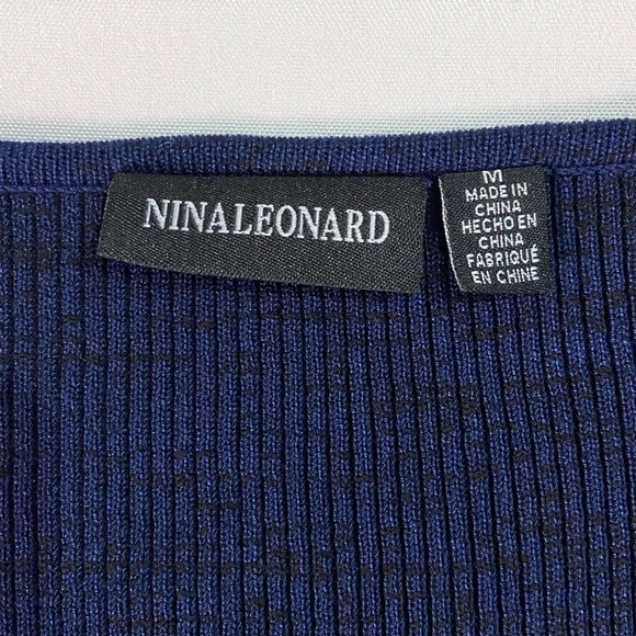 Navy Blend Classic Nina Leonard Sweater Dress with Flare Sleeves NWOT - Picture 6 of 7